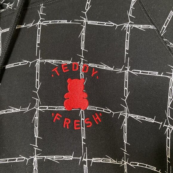 Teddy Fresh Barbed Wire Hoodie Men’s L 2020 Black Sweatshirt All Over Print Logo - Picture 11 of 12